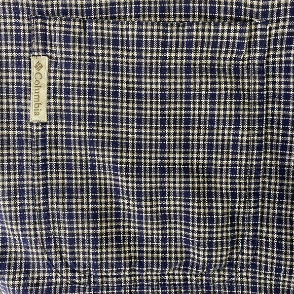 Columbia Shirt Size XL Blue Tan Plaid Button Down Long Sleeve Fall Normcore Vtg - Picture 5 of 10